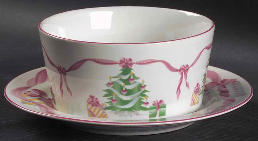 Home for Christmas (Indonesia) Round Gravy Boat & Underplate (Salad Plate) by Sango-1