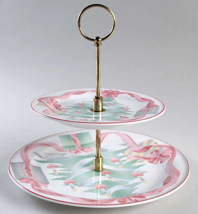Home for Christmas (Korea) 2 Tiered Serving Tray (Dinner & Salad Plate) by Sango-1