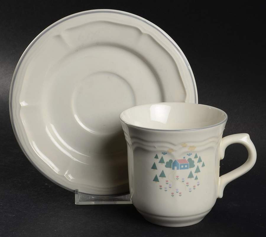 Home Sweet Home Flat Cup & Saucer Set by Sango-1