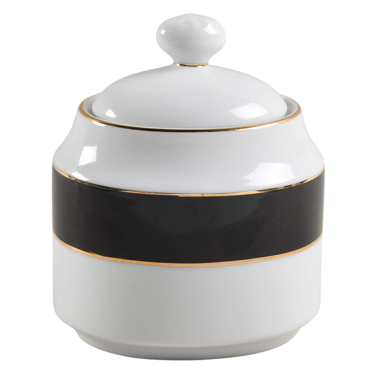 Imperial Black Sugar Bowl & Lid by Sango-1