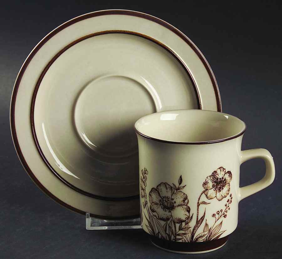 Indian Summer Flat Cup & Saucer Set by Sango-1