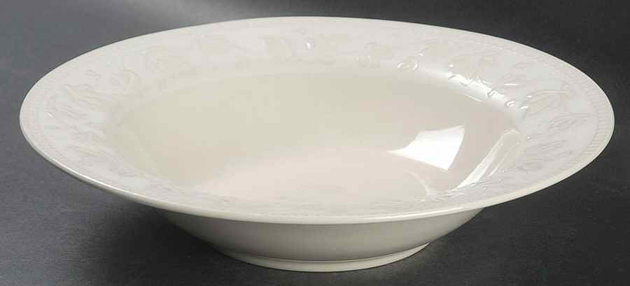 Ivy Charm White Large Rim Soup Bowl by Sango-1