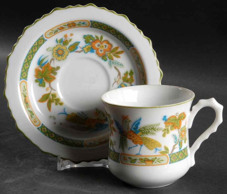 Jade Garden Flat Cup & Saucer Set by Sango-1