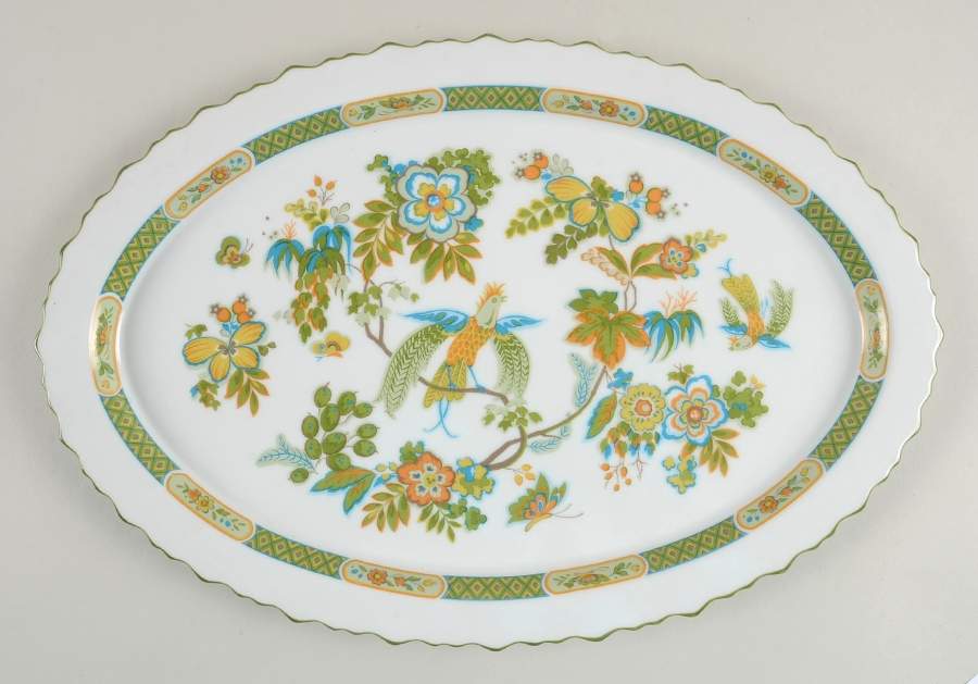 Jade Garden 15" Oval Serving Platter by Sango-1