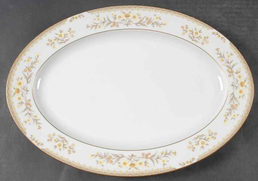 Jamestown (Gold Trim) 14" Oval Serving Platter by Sango-1
