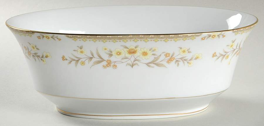 Jamestown (Gold Trim) 9" Oval Vegetable Bowl by Sango-1
