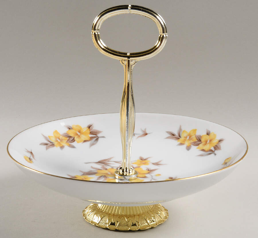 Jasmine 6"-7" Handled Footed Nut Dish HC by Sango-1
