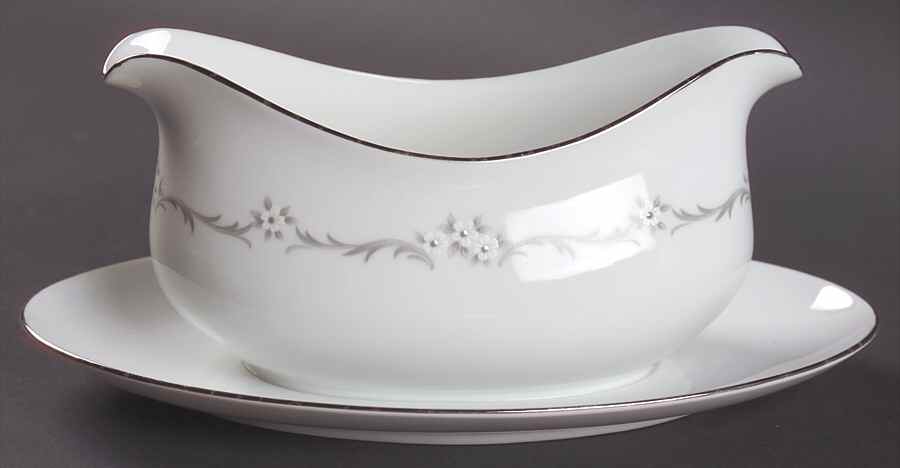 Jewel Tone Gravy Boat with Attached Underplate by Sango-1