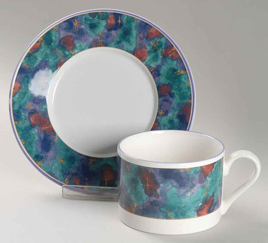 Jewel Flat Cup & Saucer Set by Sango-1