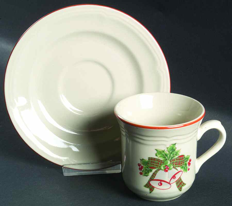 Jingle Bells Flat Cup & Saucer Set by Sango-1