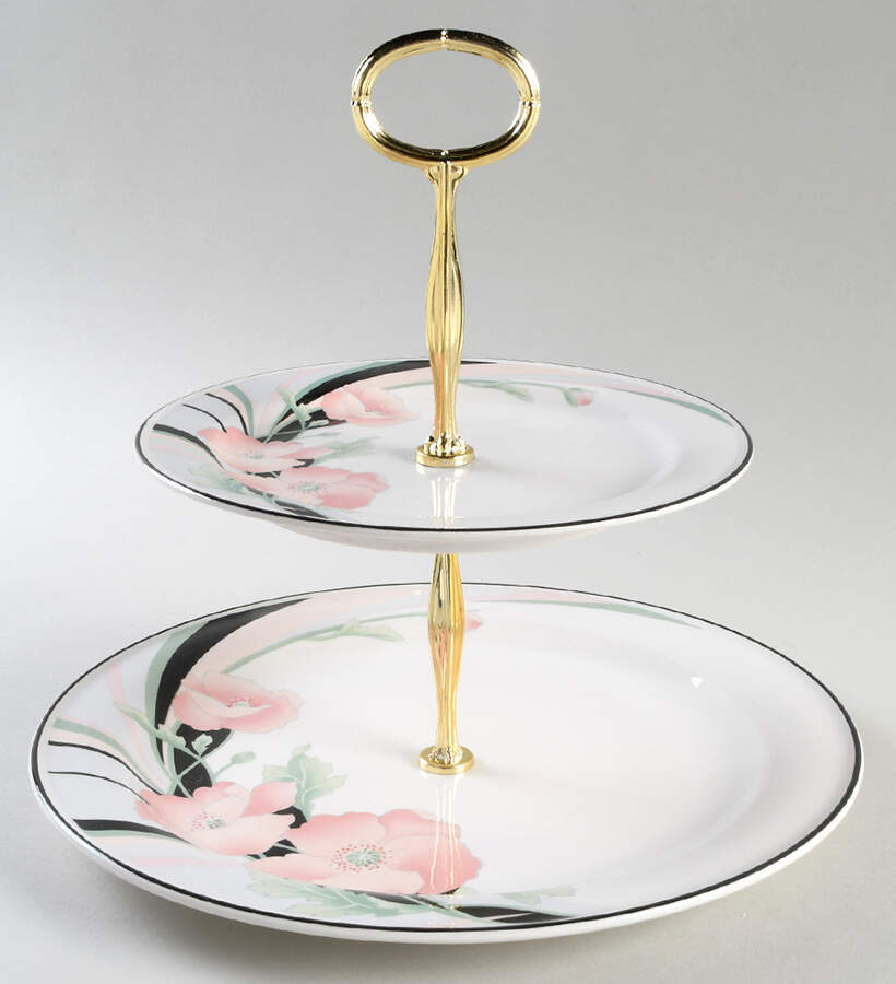Jolie 6 5/8"-10"  2 Tiered Serving Tray (Dp, Sp) HC by Sango-1