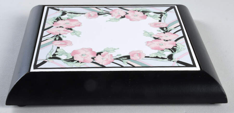 Jolie Square Wood Frame Trivet by Sango-1