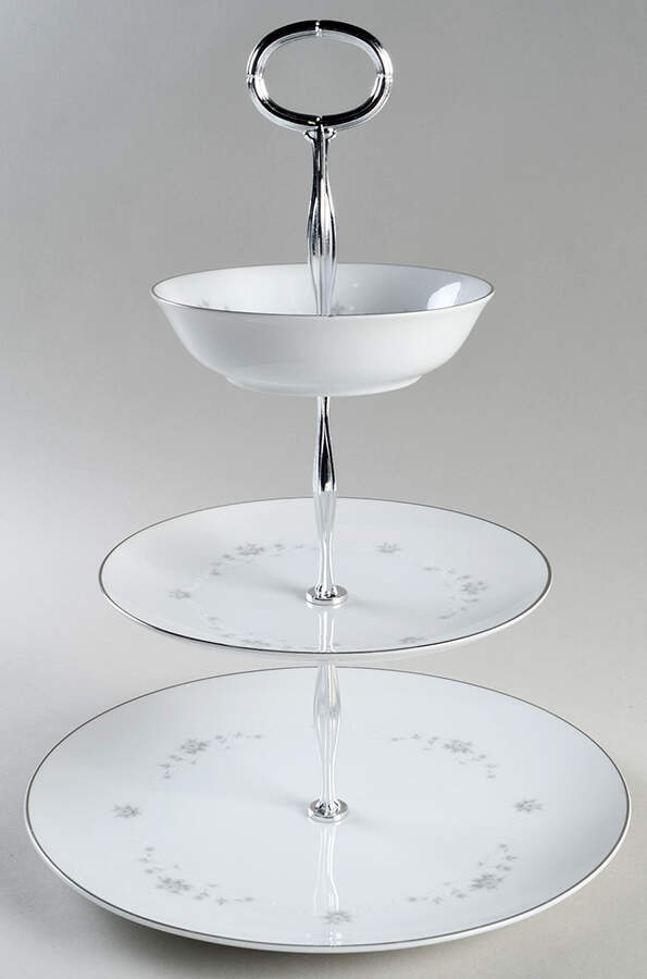 Julie 11 1/4"  2 Tier Footed Serving Tray (DP,SP,FR) HC by Sango-1