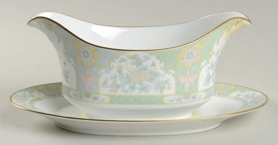 Kyoto Garden Gravy Boat with Attached Underplate by Sango-1