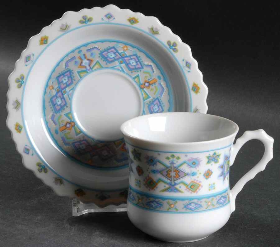 Lapland Blue Flat Cup & Saucer Set by Sango-1