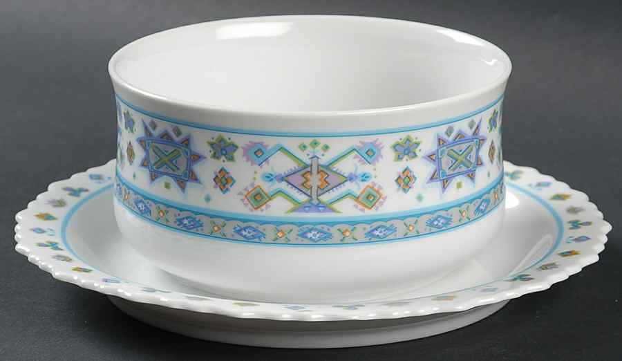 Lapland Blue Gravy Boat with Attached Underplate by Sango-1