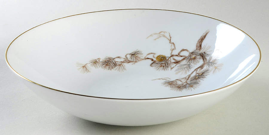Larchmont (Brown Pine Branch) 9" Round Vegetable Bowl by Sango-1