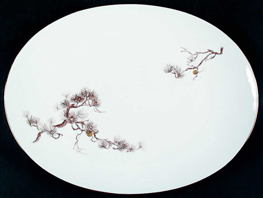 Larchmont (Brown Pine Branch) 16" Oval Serving Platter by Sango-1