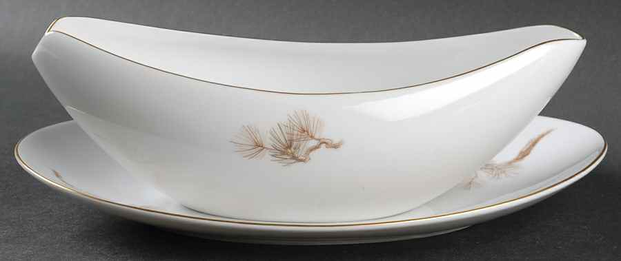 Larchmont (Brown Pine Branch) Gravy Boat by Sango-1