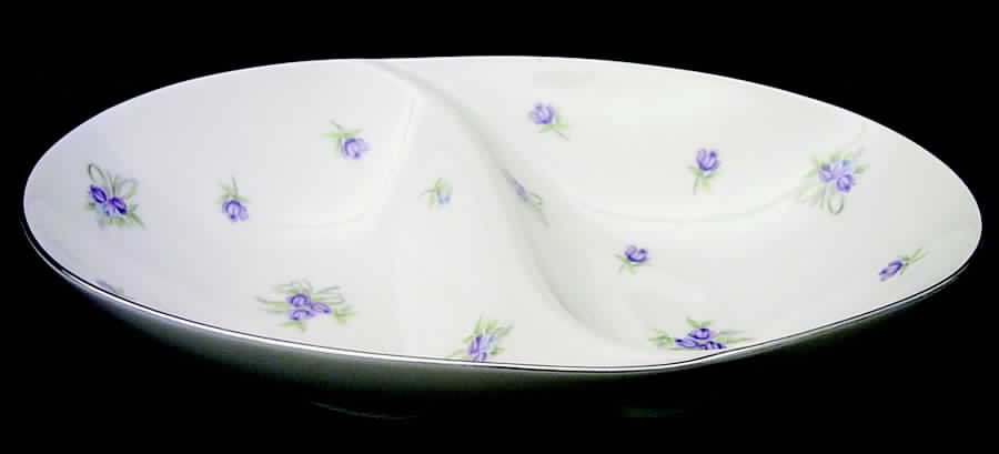 Lavender 11" Oval Divided Vegetable Bowl by Sango-1