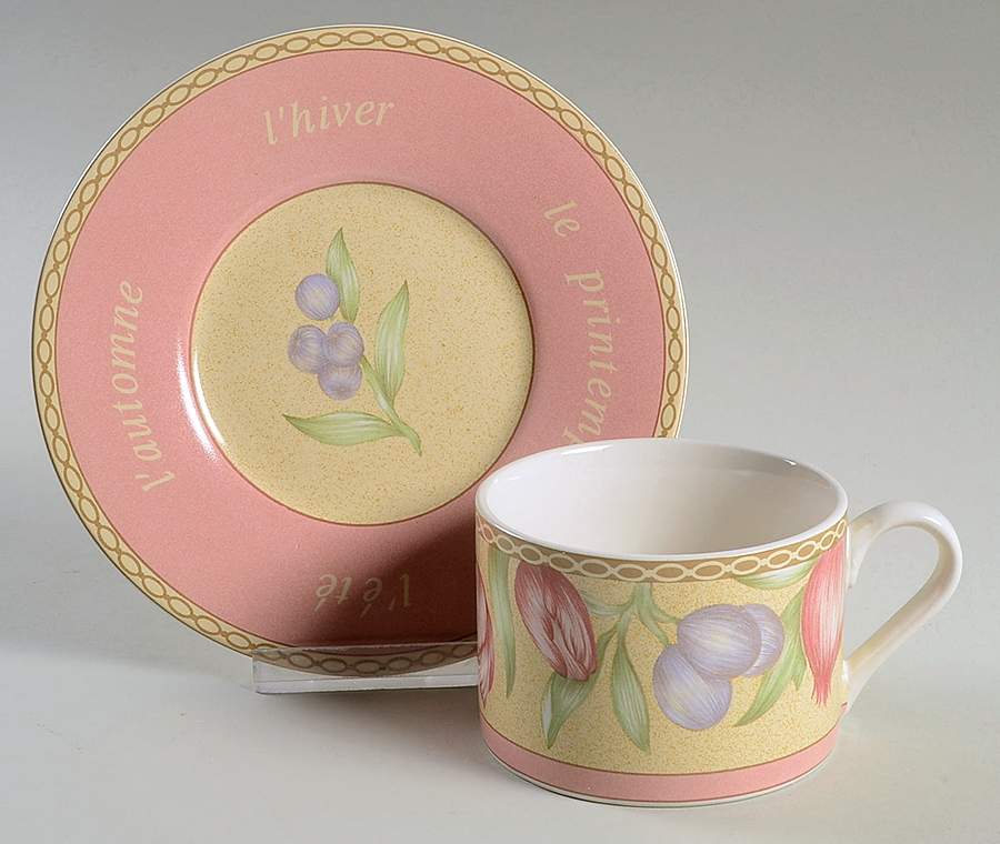 Les Saisons Flat Cup & Saucer Set by Sango-1
