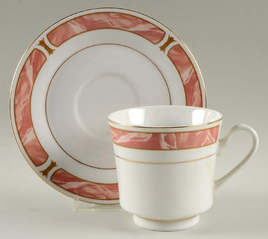 Marble Rose Footed Cup & Saucer Set by Sango-1