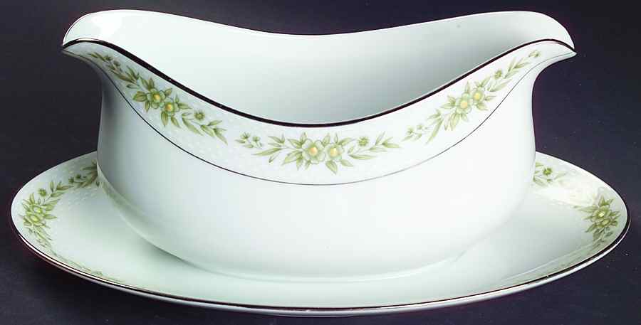 Maytime Gravy Boat with Attached Underplate by Sango-1