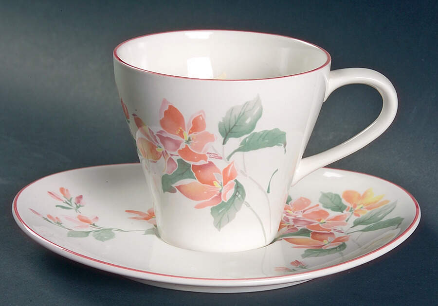 Maytime Flat Cup & Saucer Set by Sango-1