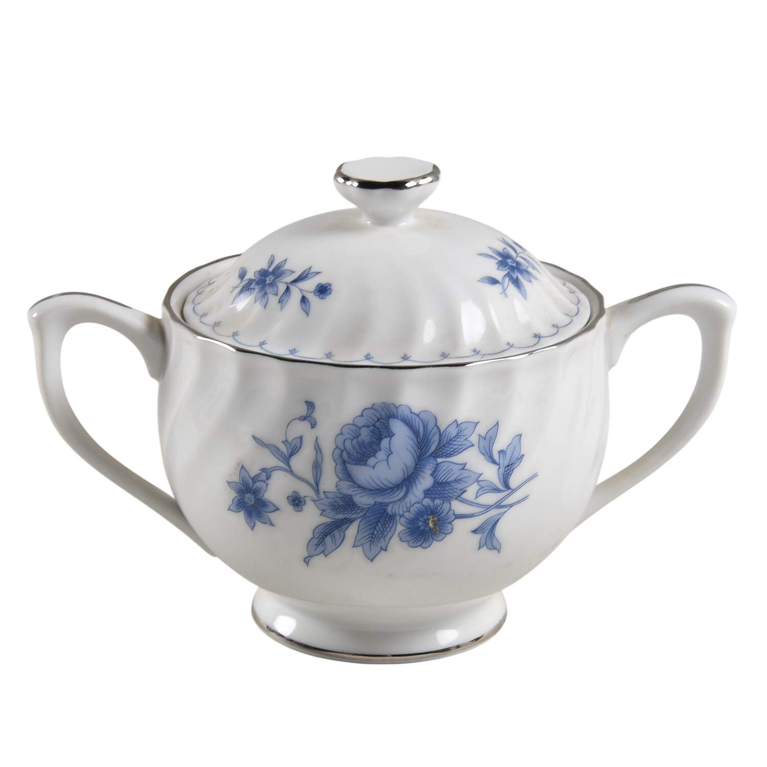 Meissen Blue Sugar Bowl & Lid by Sango-1
