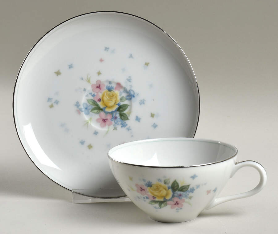 Melanie Flat Cup & Saucer Set by Sango-1