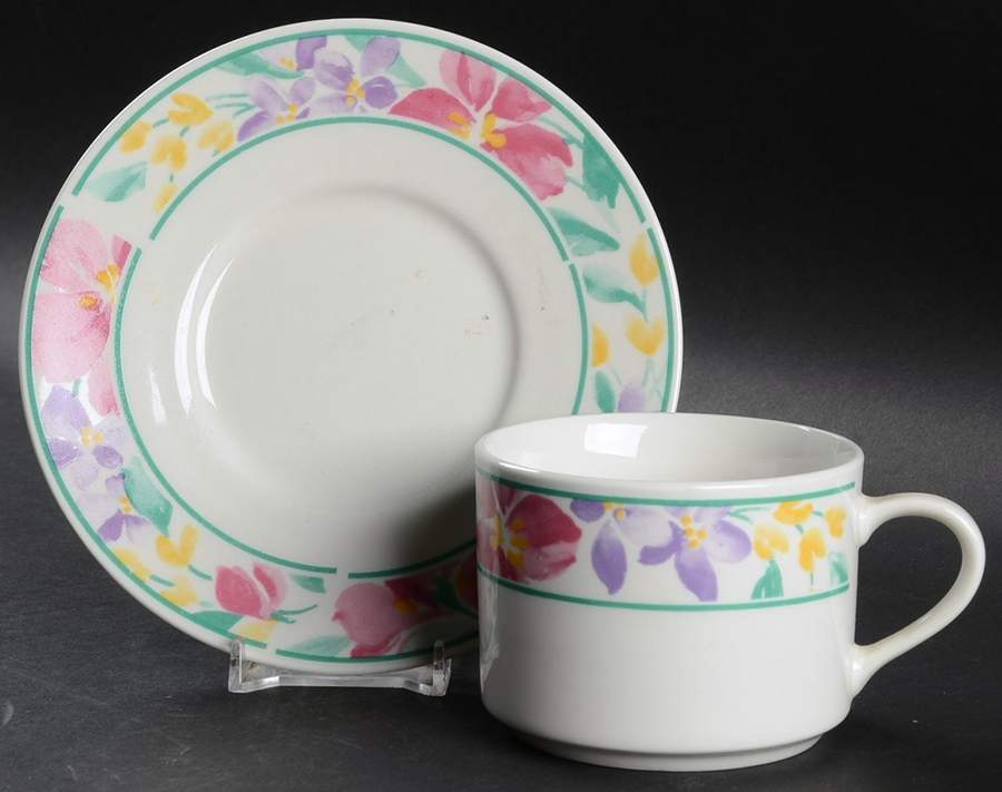 Melody Flat Cup & Saucer Set by Sango-1