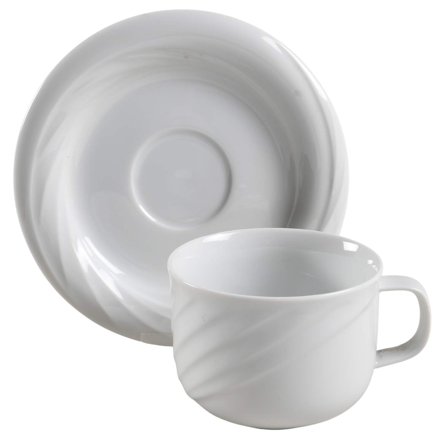 Monte Carlo White Flat Cup & Saucer Set by Sango-1