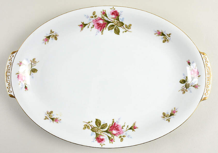 Moss Rose (Coupe Shape) 15" Oval Serving Platter by Sango-1