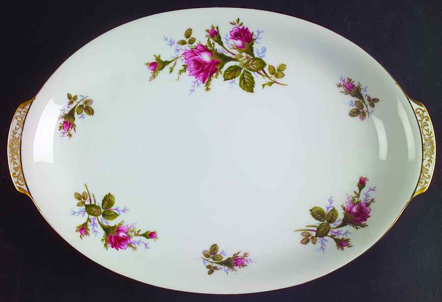 Moss Rose (Coupe Shape) 12" Oval Serving Platter by Sango-1