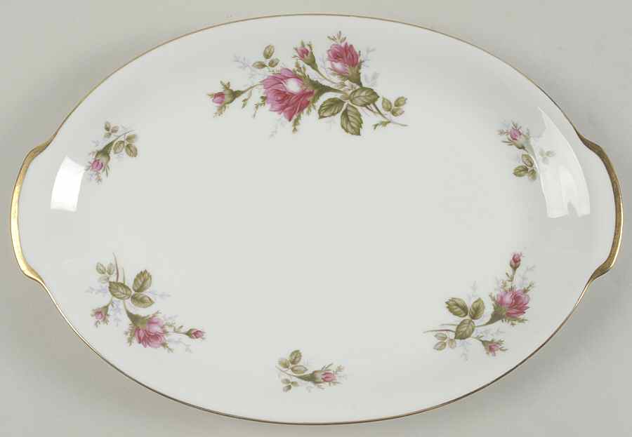Moss Rose (Coupe Shape) 12" Oval Serving Platter by Sango-1