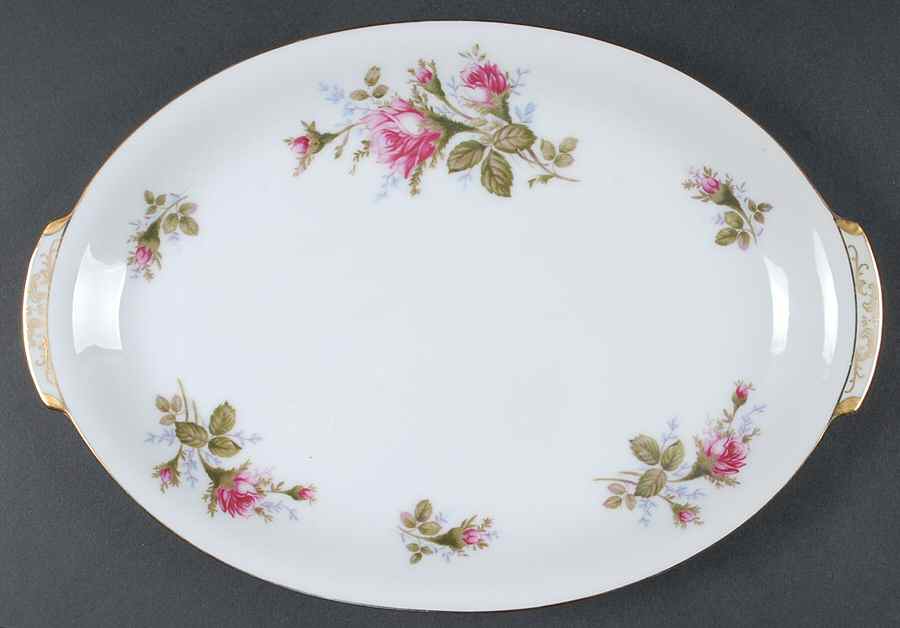 Moss Rose (Coupe Shape) 12" Oval Serving Platter by Sango-1