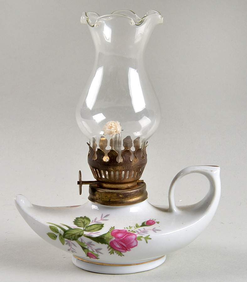 Moss Rose (Coupe Shape) Hurricane Lamp & Globe by Sango-1