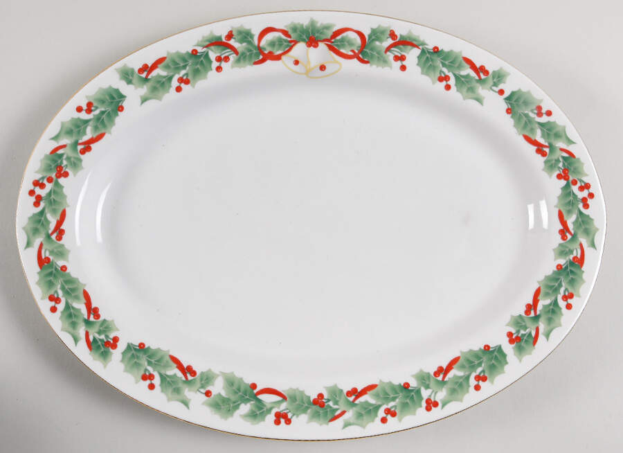 Noel 14" Oval Serving Platter by Sango-1