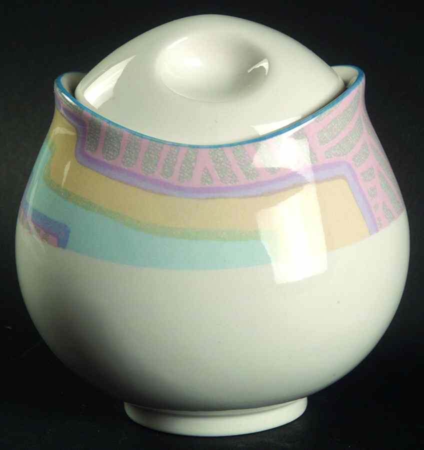 Nouveau Multicolor Sugar Bowl & Lid by Sango-1
