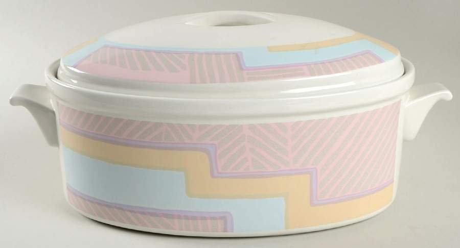 Nouveau Multicolor 3 Quart Oval Covered Casserole by Sango-1