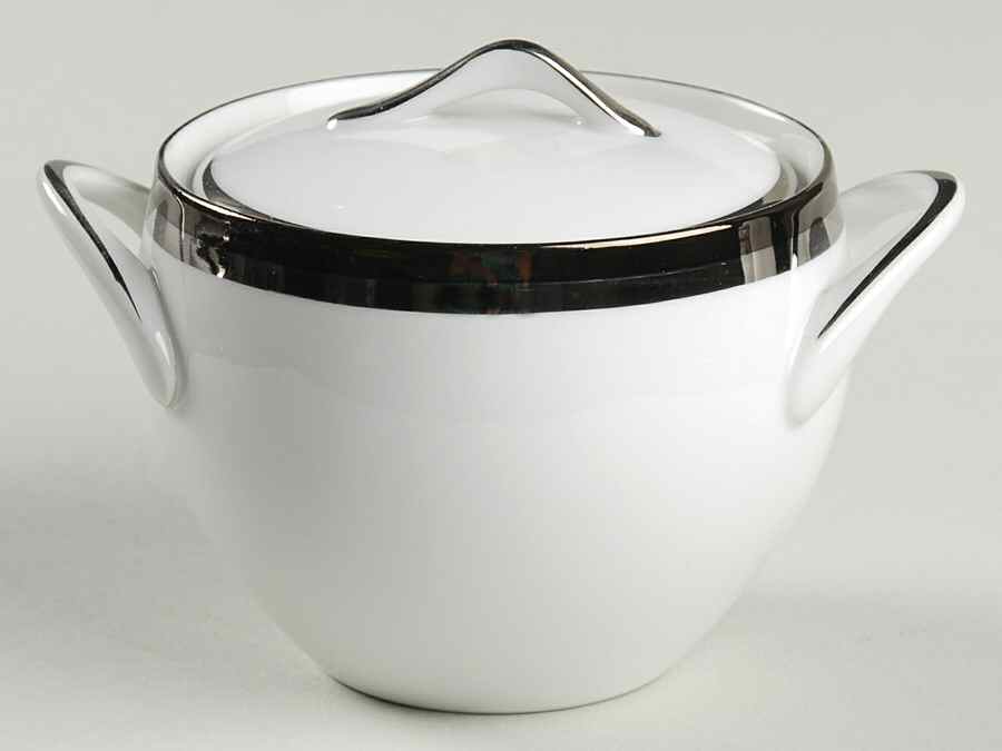 Ondine (Black & Platinum Bands) Sugar Bowl & Lid by Sango-1