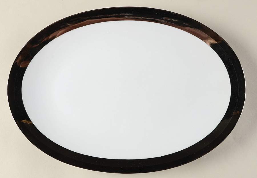 Ondine (Black & Platinum Bands) 12" Oval Serving Platter by Sango-1