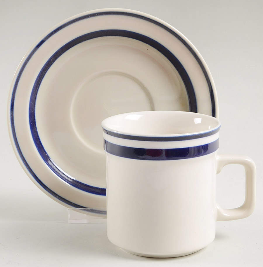 Orbit Blue Flat Cup & Saucer Set by Sango-1