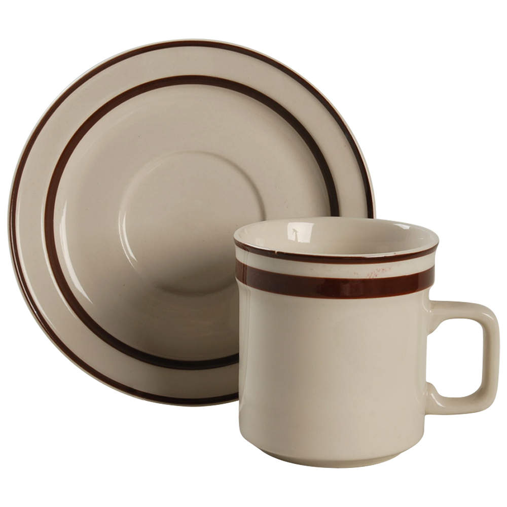 Orbit Brown Flat Cup & Saucer Set by Sango-1
