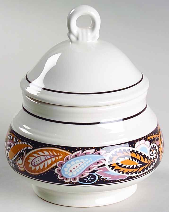 Overture Black Sugar Bowl & Lid by Sango-1
