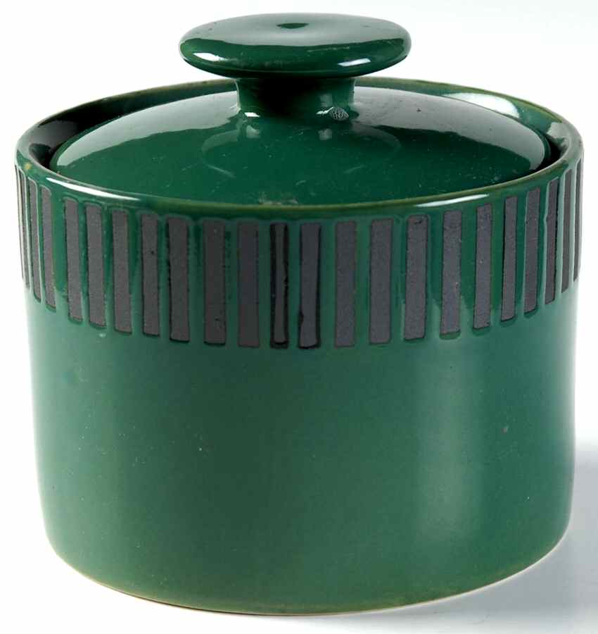 Patio Green Sugar Bowl & Lid by Sango-1