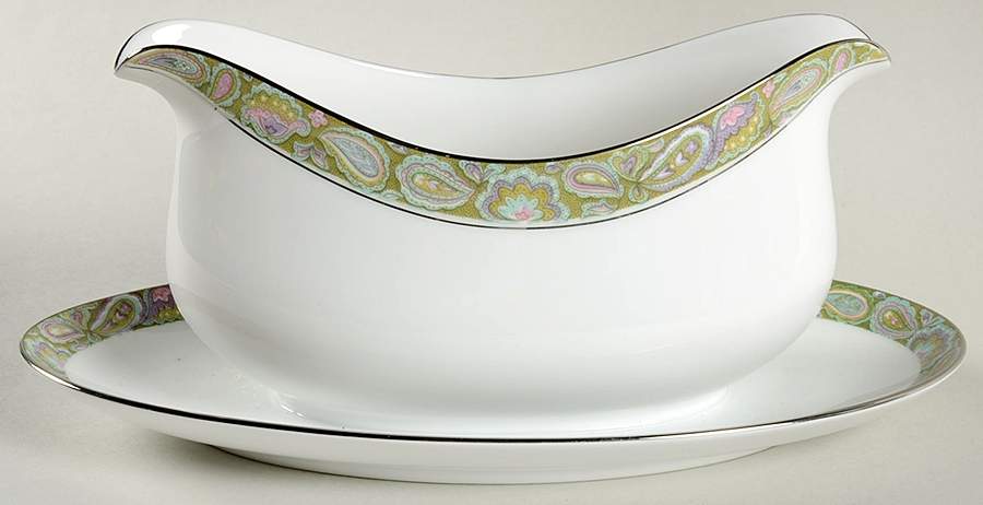 Persian Garden Gravy Boat with Attached Underplate by Sango-1