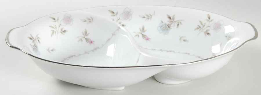 Petite Rose 11" Oval Divided Vegetable Bowl by Sango-1