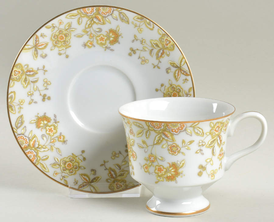 Persian Wood Footed Cup & Saucer Set by Sango-1