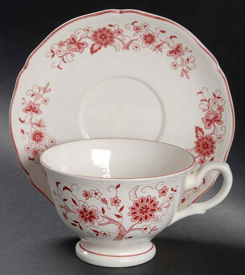 Pink Classic Footed Cup & Saucer Set by Sango-1